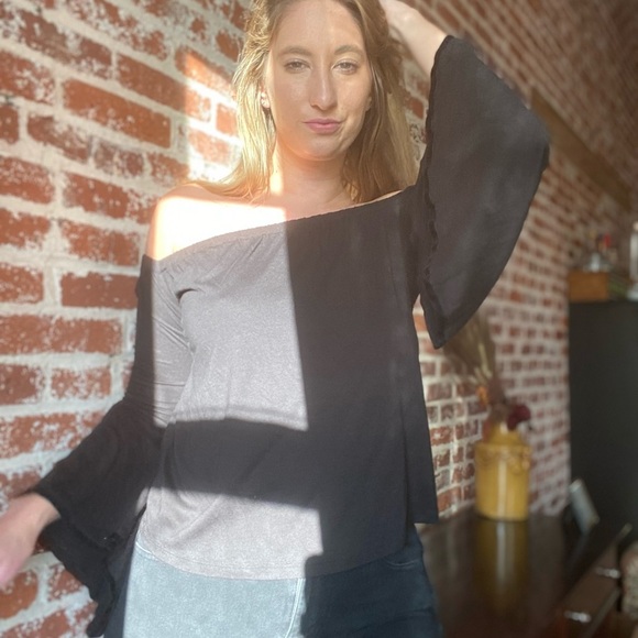 Loft Black Bell Sleeve Top - Picture 2 of 6